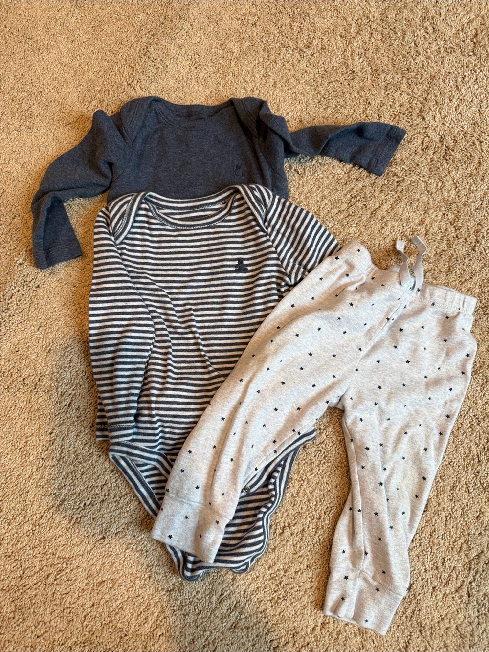 GAP Navy & Gray Striped and Star Baby One-Piece Set